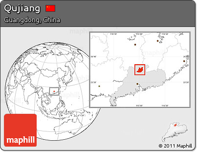 Blank Location Map of Qujiang, highlighted parent region