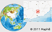 Physical Location Map of Qujiang, highlighted country