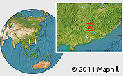 Satellite Location Map of Qujiang