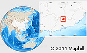 Shaded Relief Location Map of Qujiang, highlighted country