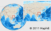 Shaded Relief Location Map of Qujiang, highlighted parent region, within the entire country