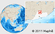Shaded Relief Location Map of Qujiang, highlighted parent region