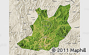 Satellite Map of Qujiang, shaded relief outside