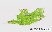 Physical Panoramic Map of Qujiang, cropped outside