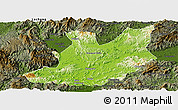 Physical Panoramic Map of Qujiang, darken