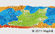 Physical Panoramic Map of Qujiang, political outside