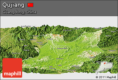 Physical Panoramic Map of Qujiang, satellite outside