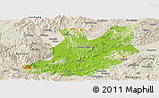 Physical Panoramic Map of Qujiang, shaded relief outside