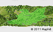 Political Panoramic Map of Qujiang, satellite outside