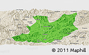Political Panoramic Map of Qujiang, shaded relief outside
