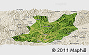Satellite Panoramic Map of Qujiang, shaded relief outside