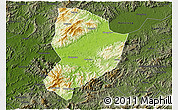 Physical 3D Map of Shixing, darken