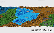 Political Panoramic Map of Shixing, darken