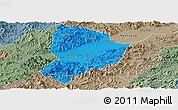 Political Panoramic Map of Shixing, semi-desaturated