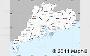 Gray Simple Map of Guangdong, single color outside