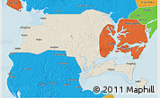 Shaded Relief 3D Map of Suixi, political outside