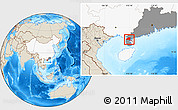 Shaded Relief Location Map of Suixi, highlighted country, highlighted parent region