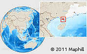 Shaded Relief Location Map of Suixi, highlighted parent region