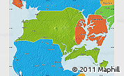 Physical Map of Suixi, political outside