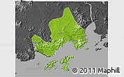 Physical 3D Map of Taishan, darken, desaturated