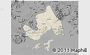 Shaded Relief 3D Map of Taishan, darken, desaturated