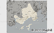 Shaded Relief 3D Map of Taishan, darken, semi-desaturated