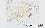 Shaded Relief 3D Map of Taishan, lighten, semi-desaturated