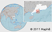 Gray Location Map of Taishan, highlighted parent region, hill shading