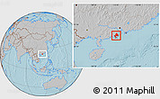 Gray Location Map of Taishan, hill shading
