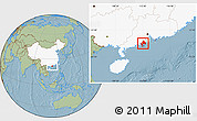 Savanna Style Location Map of Taishan, highlighted country, hill shading