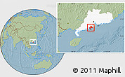 Savanna Style Location Map of Taishan, highlighted parent region, hill shading