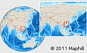 Shaded Relief Location Map of Taishan, within the entire country