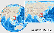 Shaded Relief Location Map of Taishan, highlighted parent region, within the entire country
