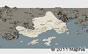 Shaded Relief Panoramic Map of Taishan, darken