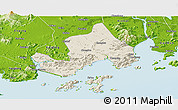 Shaded Relief Panoramic Map of Taishan, physical outside