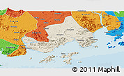 Shaded Relief Panoramic Map of Taishan, political outside