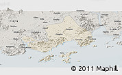 Shaded Relief Panoramic Map of Taishan, semi-desaturated
