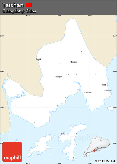 Classic Style Simple Map of Taishan, single color outside
