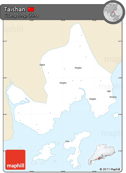 Classic Style Simple Map of Taishan, single color outside