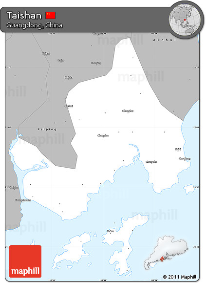 Gray Simple Map of Taishan