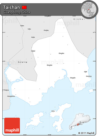 Silver Style Simple Map of Taishan