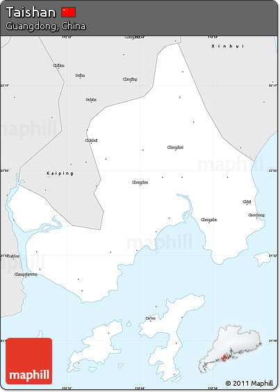 Silver Style Simple Map of Taishan