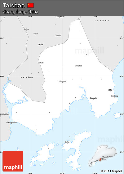 Silver Style Simple Map of Taishan