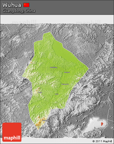 Physical 3D Map of Wuhua, desaturated