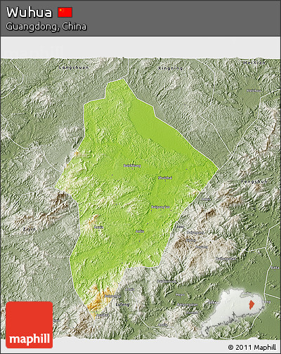 Physical 3D Map of Wuhua, semi-desaturated