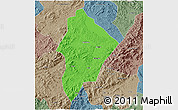 Political 3D Map of Wuhua, semi-desaturated