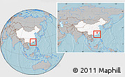 Gray Location Map of Wuhua, highlighted country, within the entire country, hill shading