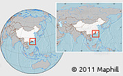 Gray Location Map of Wuhua, highlighted country, highlighted parent region, within the entire country, hill shading