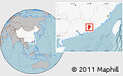 Gray Location Map of Wuhua, highlighted country, hill shading