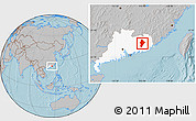 Gray Location Map of Wuhua, highlighted parent region, hill shading